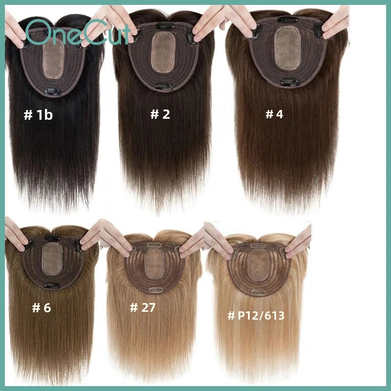 Clip In Hair Piece - Straight Silk Top Base Topper Swiss