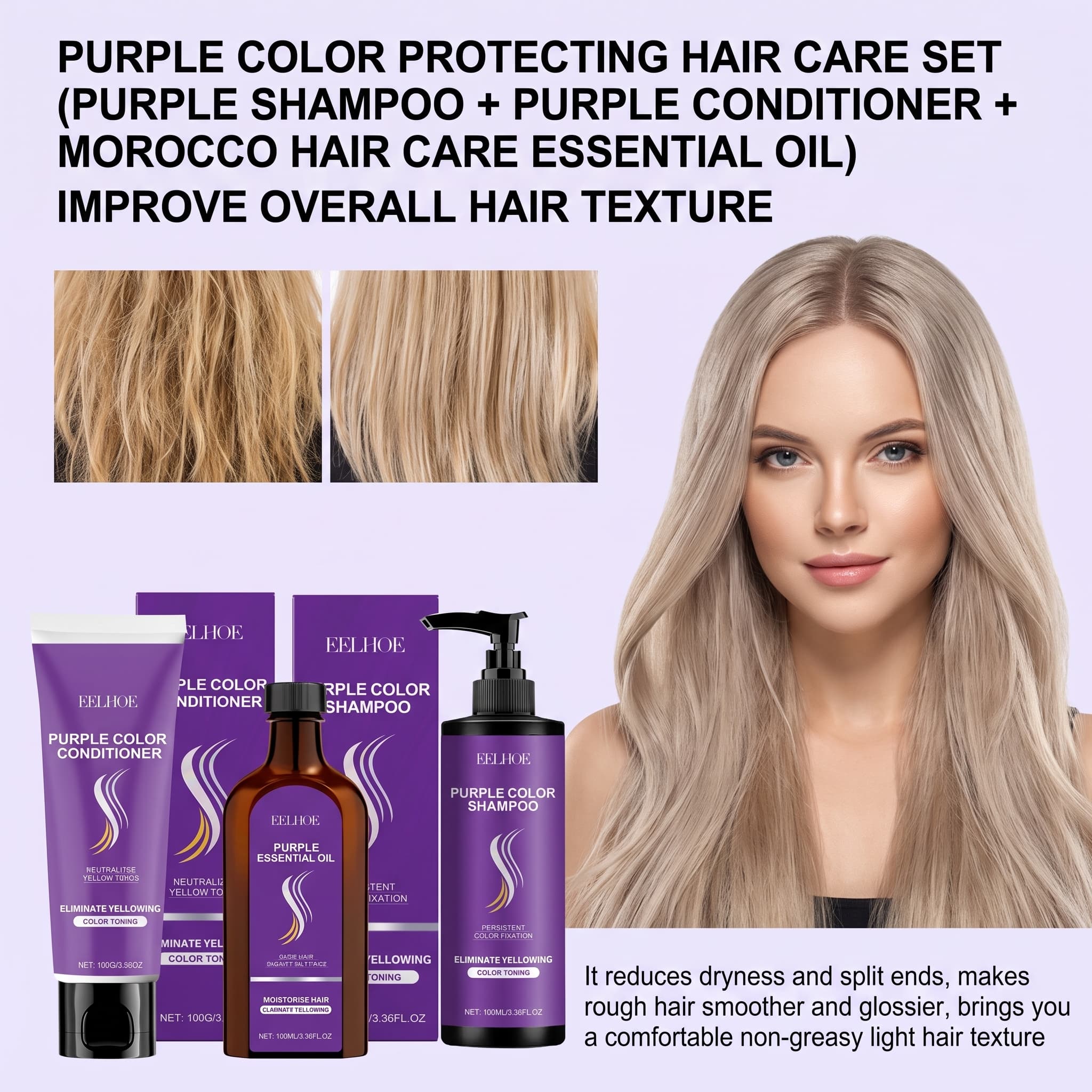 Purple Shampoo Set With Condit - Hair Care Hair Serum review and price