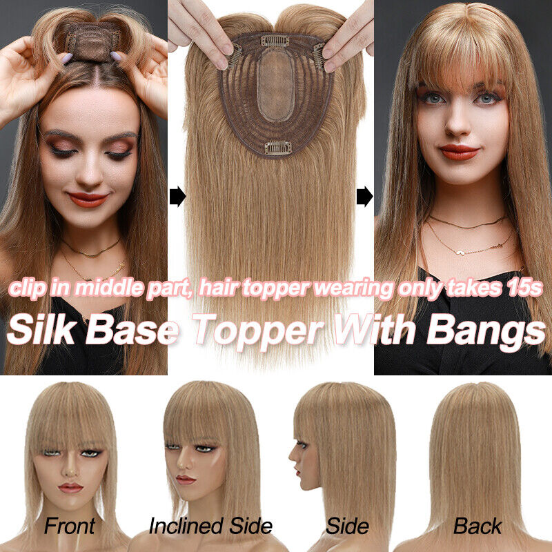 Women Toupee Silk Base Topper  - Clip In Hair Piece review and price